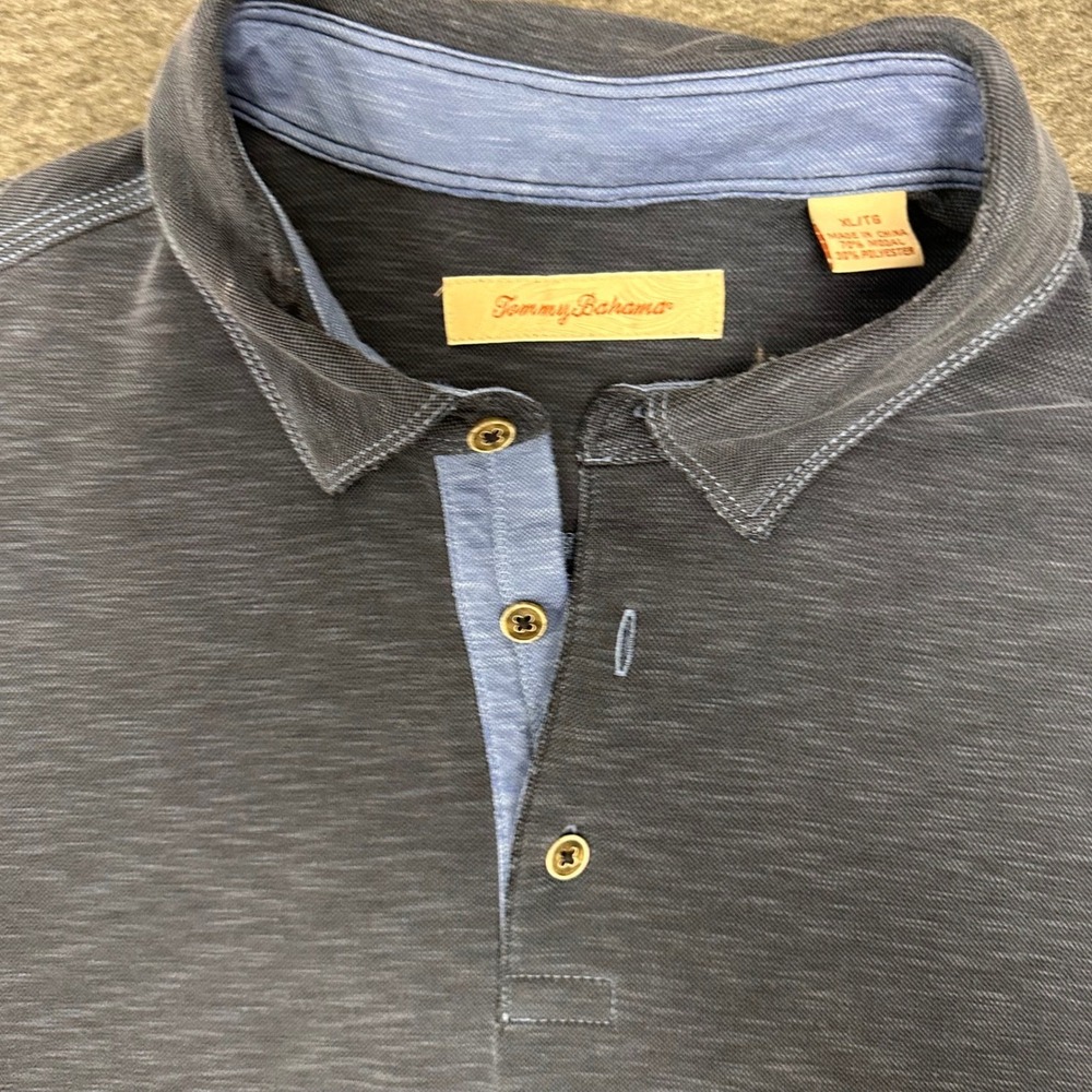 Tommy Bahama XL/TG Polo Shirt Blue 60% Cotton Blend Textured Knit Cotton Blend